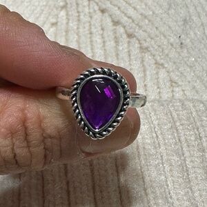 Purple tear drop ring